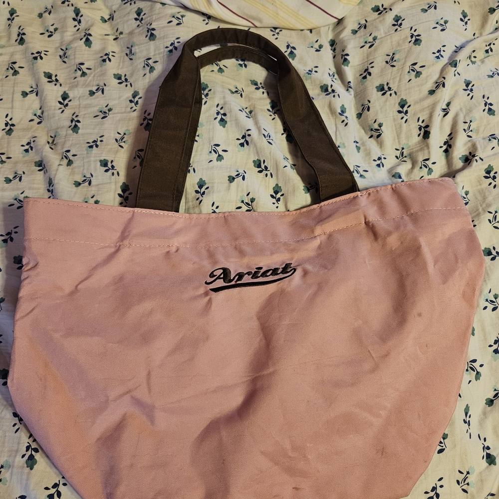 Ariat Soft Pink Tote with Brown Handles
